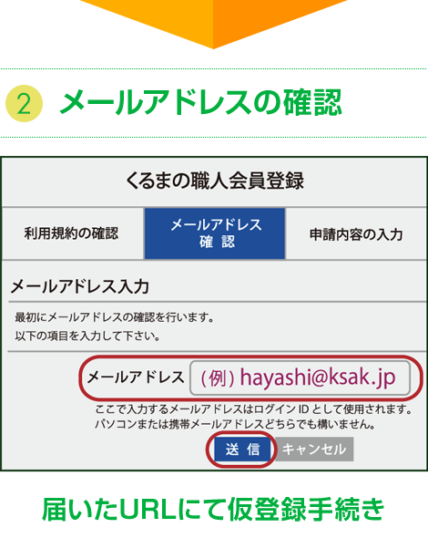 2.メールアドレスの確認